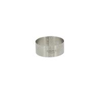 De Buyer - Cercle à tarte rond VALHORNA en inox perforé - 24,5 x 3,5 cm - Fabriqué en France, Technologie AIR SYSTEM, Micro-Perforations pour Cuisson Rapide et Homogène pour Résultats Croustillants