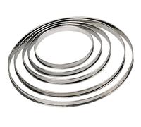 Cercle à tarte rond en inox à bord roulé H. 2 cm - Ø 30 cm