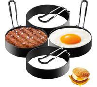 Cercle à œufs - Lot de 4 - Acier inoxydable - ø7,5 cm - Forme œuf au plat - Moule à crêpes - Crêpière - Cuisson - Rond - Idéal pour