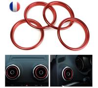Cercle anneau POUR AUDI A3 rouge bague buse grille de ventilation aération sport LOT DE 4 ANNEAUX cerclage des grilles d'aération