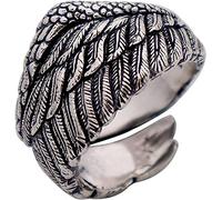 Cercle d'ailes d'ange noires en argent pur 925 vintage, cercle de plumes pour hommes et femmes, ouvert et réglable