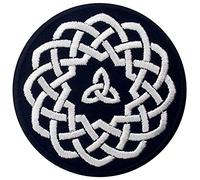 Cercle de noeud celtique Brodé à Repasser ou à Coudre Patch, Blanc noir