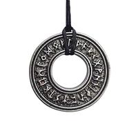 Cercle de runes viking Pendentif VIKINGS plaqué argent. Talisman celtique nordique protection et bravoure. Idée cadeau original Amateurs de Fantasy, Cosplay. Bijou artisanal. Diamètre 2,7 cm