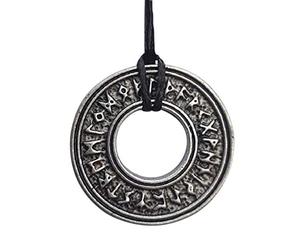 Cercle de runes viking Pendentif VIKINGS plaqué argent. Talisman celtique nordique protection et bravoure. Idée cadeau original Amateurs de Fantasy, Cosplay. Bijou artisanal. Diamètre 2,7 cm