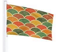 Cercle Drapeau Décor 0,9 x 1,5 m Demi-Cercle Courbe Ronde Répétition Régulière Vintage Rétro Spume Géométrique Polyester Imprimé Motif Décor Extérieur pour Maisons et Jardins