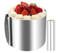 Cercle Gateau Reglable, 20CM Collier a Gateau en Acier Inoxydable, 16-30cm Cercle à Mousse Réglable avec Colliers à Gâteau, Anneau à Gateau pour Mousse Dessert Pâtisseri