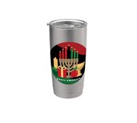 Cercle Happy Kwanzaa Kwanza Noël africain noël Gobelet isotherme en acier inoxydable double paroi