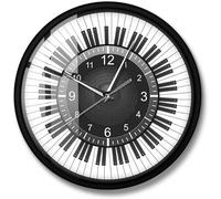 Cercle Piano Touches avec Haut-Parleur Horloge Murale Silencieux Montre Instruments De Musique Oeuvre Idéal pour Studio De Musique Décor Pianiste Cadeau, Metal Frame