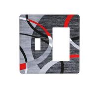Cercle rouge noir/gris blanc, esthétique, minimaliste, abstrait, 2 voies, 1 bascule, 1 décoration/Gfci - Combinaison d'interrupteur décoratif - Plaque murale pour décoration d'intérieur
