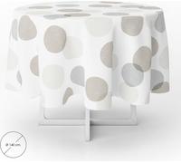 Cercles beiges, nappe ronde en toile cirée, imperméable, antisalissure, PVC, Ø 140 cm. Utilisation à l'intérieur et à l'extérieur