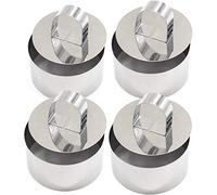 Cercles De Présentation,4 Emporte-Pièces Ronds Avec Poussoir -Acier Inoxydable,Moule à Cake DIY Moule à Gâteau Nourriture Cuisson Présentation Anneaux