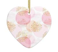 Cercles Dessinés À La Main en Forme De Cœur Roses Suspendu Noël Souvenirs Porcelaine Suspendre Ornements pour Vacances Bureau Magasins 7.3Cm