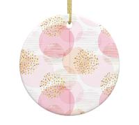 Cercles Dessinés À La Main en Roses Décorations Noël Hanging Porcelaine Ornements Suspension pour Magasins Intérieur Bureau 7.3Cm