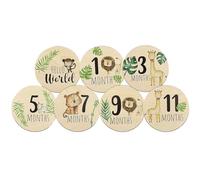 Cercles en bois de jalons,disques en bois de jalons mensuels | 7 pièces de cartes d'annonce de bébé en bois - Signe de voyage de grossesse, disques d'accessoires Photo ronds Double face pour fête prén