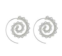 Cercles en spirale boucles d'oreilles pendantes goutte Drop Hoop Jagged Swirl Maze Tribal Dangling Perles Charms Bijoux Bijoux, couleur argent rentable et durable