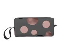 Cercles Noirs élégants en Faux Rose, Trousse de Maquillage Trousse à cosmétiques Trousse de Toilette de Voyage Portable Pochette de Maquillage