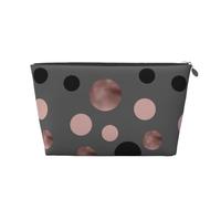 Cercles Noirs élégants en Faux Rose, Trousse de Toilette Trousse de Maquillage Sac à cosmétiques Trousse de Toilette de Voyage Portable