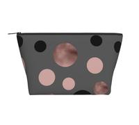Cercles Noirs élégants en Faux Rose, Trousse de Toilette Trousse de Maquillage Sac à cosmétiques Trousse de Toilette de Voyage Portable