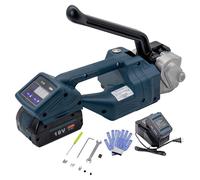 Cercleuse Électrique Automatique Et Manuelle pour Feuillards PET/PTE 13-16 mm, Outil De Cerclage Portable avec Batteries pour Emballage Stationnaire