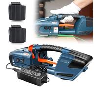 Cercleuse électrique - Kit de cerclage en acier alimenté par batterie pour cerclage PP PET de 13 à 16 mm, semi-automatique pour utilisation en boîte et palette, 2 batteries de 4 000 mAh