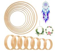 CercleZ En BoisZ,35 Pièces 8 10 13 15 17 18 20CM Cercle Attrape Reve,Cercle Bois,Floraux Anneaux De Couronne,Cerceau Bois En Macramé Pour Un Attrape-Rêves DIY,Une Décoration De Couronne De Mariage