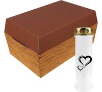 Cercueil pour animaux taille "L" avec bougie funéraire - Design : bois, bougie : coeur