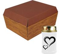 Cercueil pour animaux taille "M" avec bougie funéraire - Design : bois, bougie : coeur