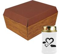 Cercueil pour animaux taille "M" avec bougie funéraire - Design : bois, bougie : hamster & cochon d'Inde