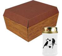 Cercueil pour animaux taille "M" avec bougie funéraire - Design : bois, bougie : perruche