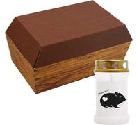 Cercueil pour animaux taille "S" avec bougie funéraire - Design : bois, bougie : hamster