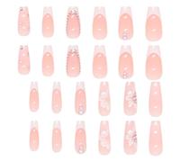 Cercueil Press On Ongles Fleurs Faux Ongles French Blanc Dentelle Faux Ongles Couverture Complète Pointes d'Ongles Accessoires de Manucure Fleurs Faux Ongles à Presser Ongles Français
