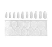 Cercueil Presse Sur Ongles Longue Couverture Complète Faux Ongles Salon Professionnel Qualité Sûr Matériel ABS DIY Nail Art Kit Pour Femmes Filles Mariages Fêtes 10PCS Blanc (Nakha 42-02)