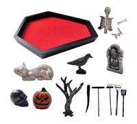 Cercueil zen Jardin - Table gothique d'Halloween - Décoration de sable - Kit de jardin zen gothique avec crâne pour décoration intérieure - piège effrayant pour méditation Halloween Zen Garden