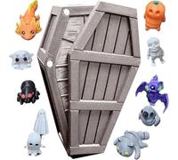 Cercueils mystères d'Halloween imprimés en 3D, 13 jours de mini-figurines effrayantes, Coffret cadeau compte à rebours pour cercueils mystères d'Halloween, Décorations d'Halloweens (Grey)