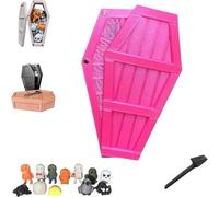 Cercueils mystères d'Halloween imprimés en 3D, 13 jours de mini-figurines effrayantes, Coffret cadeau compte à rebours pour cercueils mystères d'Halloween, Décorations d'Halloweens (Pink)