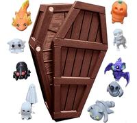 Cercueils mystères d'Halloween imprimés en 3D, 13 jours de mini-figurines effrayantes, Coffret cadeau compte à rebours pour cercueils mystères d'Halloween, Décorations d'Halloweens (Brown)