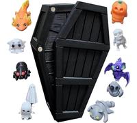 Cercueils mystères d'Halloween imprimés en 3D, 13 jours de mini-figurines effrayantes, Coffret cadeau compte à rebours pour cercueils mystères d'Halloween, Décorations d'Halloweens (Black)