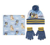 ARTESANÍA CERDÁ Ensemble bonnet, gants et écharpe Bluey – Bleu, taille unique enfant unisexe