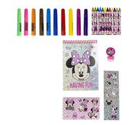 ARTESANÍA CERDÁ Set de papeterie inspiré par Minnie - Rose - Cahier à colorier, feutres, autocollants