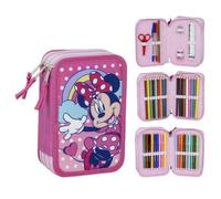 ARTESANÍA CERDÁ Trousse scolaire Minnie Mouse – Rose, triple compartiment, fermeture éclair