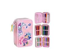 CERDÁ Life's Little Moments Trousse scolaire triple Minnie avec marqueurs, crayons, stylos