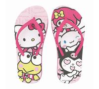 Tongs Flip Flop Hello Kitty pour fille - 100% EVA légères et confortables, bande rose fuchsia et semelle rose, imprimé multicolore Sanrio, licence officielle, plage et piscine, multicolore, 32/33 EU
