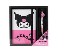 Cerdà Hello Kitty Set de papeterie - Carnet - Stylo à bille - Motif Kuromi - Noir et rose