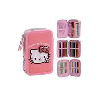 CERDÁ LIFE'S LITTLE MOMENTS Trousse triple Hello Kitty Giotto avec marqueurs, crayons et stylos