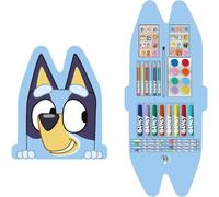 CERDÁ LIFE'S LITTLE MOMENTS Bluey Set de Papeterie coloré Boîte à Crayons - Set créatif Scolaire avec Design Personnalisable, idéal pour Les Enfants, Les Arts et Les activités éducatives, Bleu, Talla