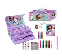 CERDÁ LIFE'S LITTLE MOMENTS Coffret d'art Gabby's Dollhouse avec crayons, crayons de couleur, marqueurs et aquarelles - Ensemble créatif complet pour enfants avec tiroirs de rangement
