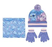 CERDÁ LIFE'S LITTLE MOMENTS - Ensemble 3 pièces Snood Stitch - Ensemble d’Hiver Disney Stitch pour Enfants - Bonnet & Écharpe - Chaud, Doux et Produit Officiel