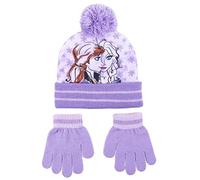 CERDÁ LIFE'S LITTLE MOMENTS - Ensemble de 2 Pièces de La Reine des Neiges II - Ensemble Bonnet et Gants d'Hiver pour Fille de Couleur Violet - Licence Officielle Disney
