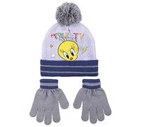 CERDÁ LIFE'S LITTLE MOMENTS - Ensemble de 2 Pièces des Looney Tunes - Ensemble Bonnet et Gants d'Hiver pour Garçon de Couleur Gris - Licence Officielle Warner Bross