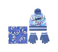 CERDÁ LIFE'S LITTLE MOMENTS - Ensemble de 3 Pièces de Stitch - Ensemble Bonnet, Couvre-Cou et Gants d'Hiver pour Garçon de Couleur Bleu - Licence Officielle Disney
